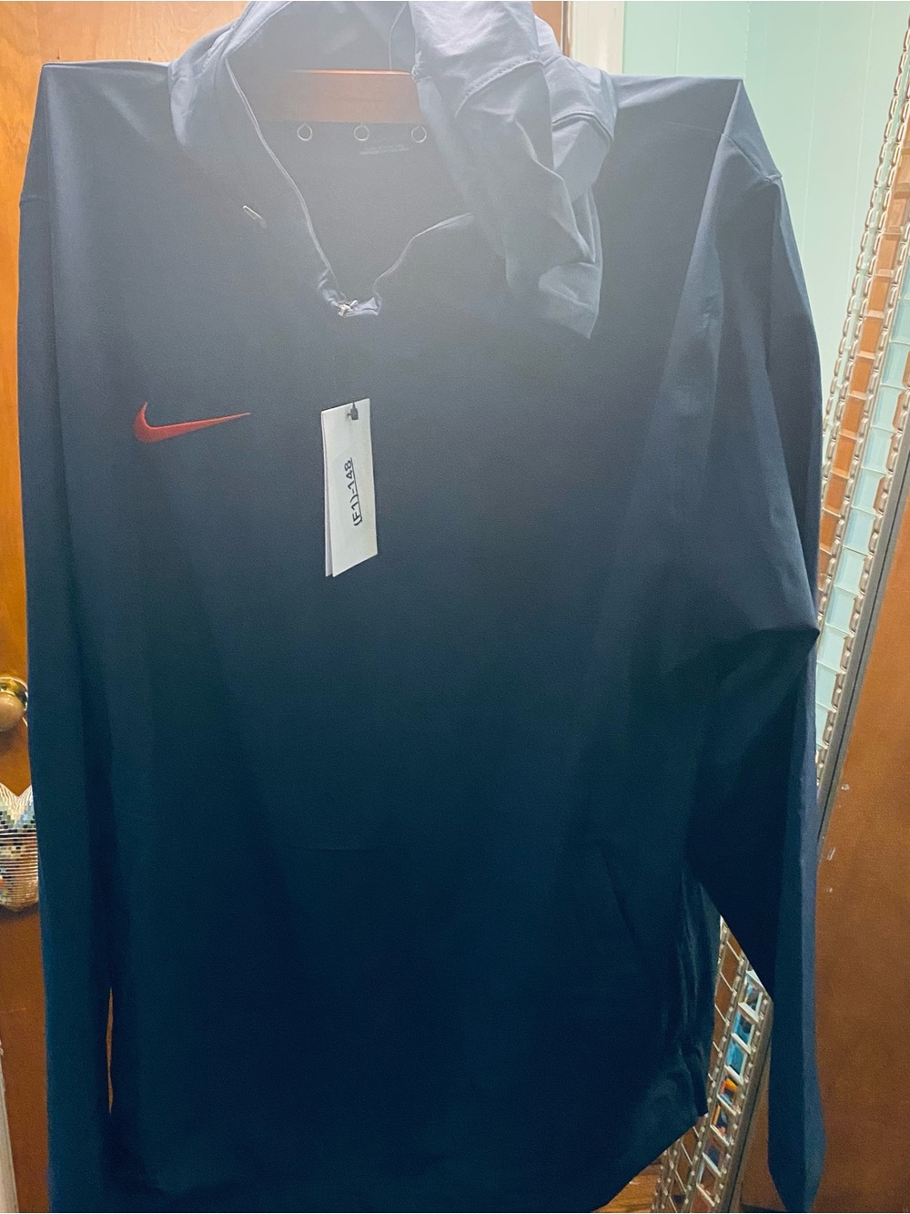 Nike Navy lq Lightweight Shirt Jacket with Red Swoosh